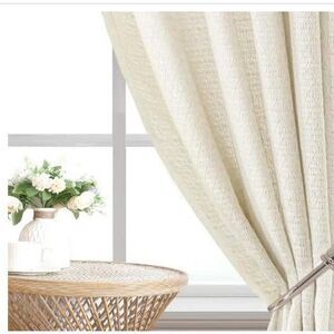 108"L Versailtex Faux Linen ivory cream light filtering Curtains -2 panels 52"W